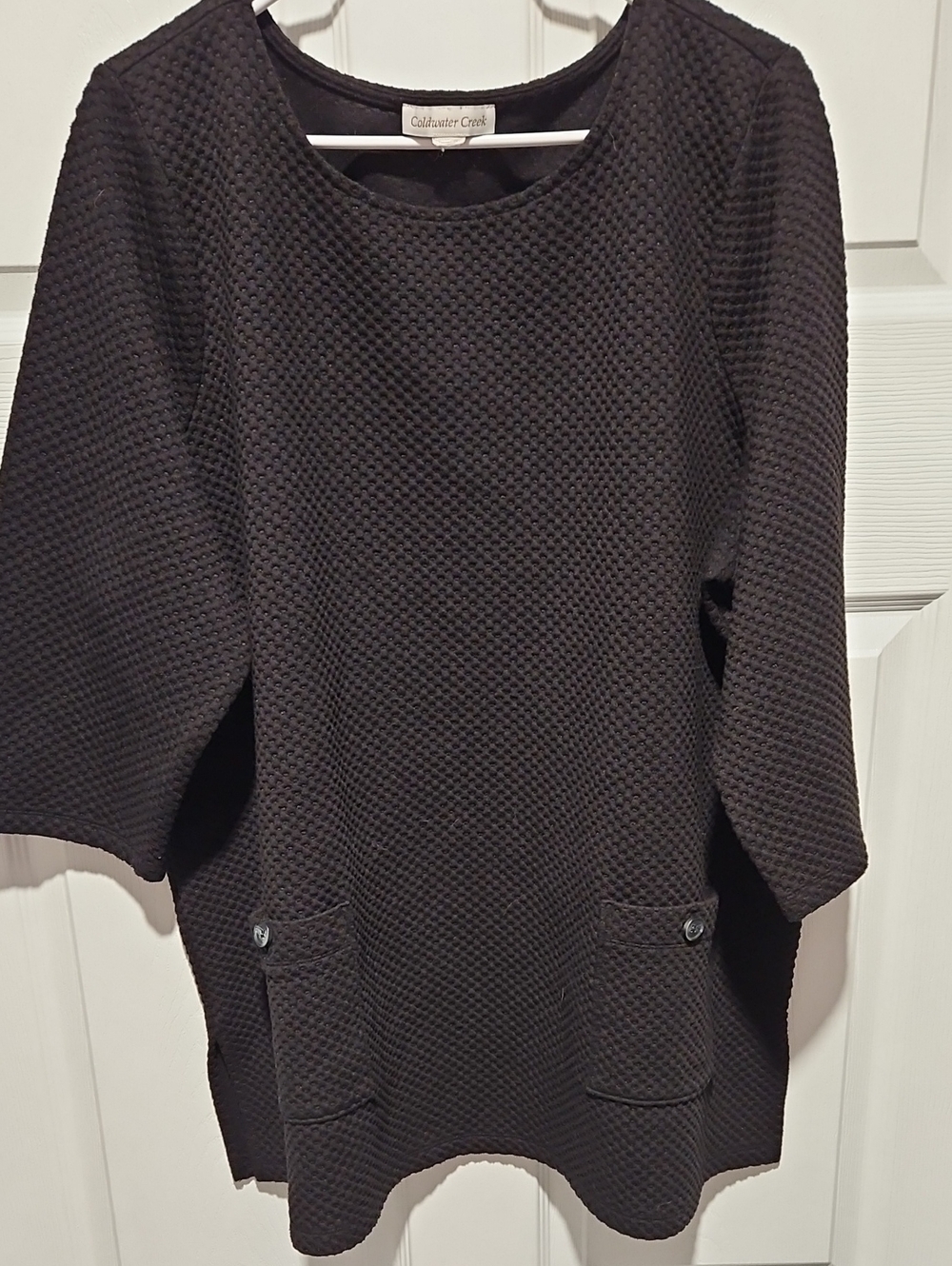 Coldwater Creek Black Textured Pocket Tunic
